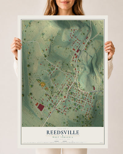 Map of Reedsville, West Virginia, 24 x 36 inch unframed archival matte print