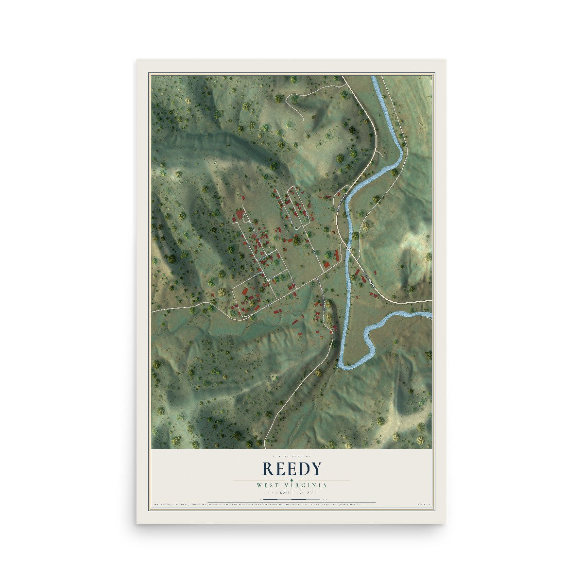 Map of Reedy, West Virginia, 12 x 18 inch unframed archival matte print