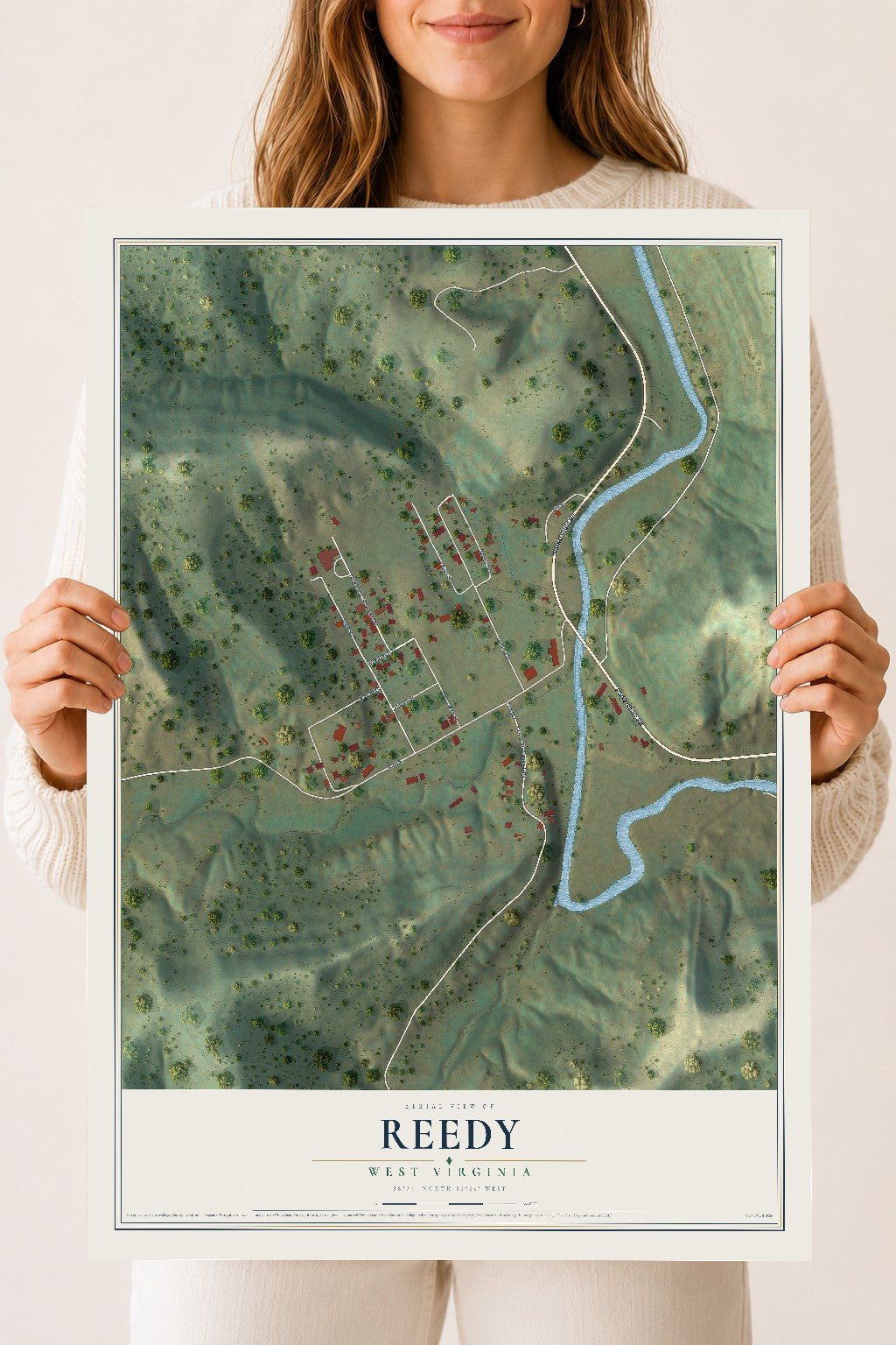 Map of Reedy, West Virginia, 18 x 24 inch unframed archival matte print