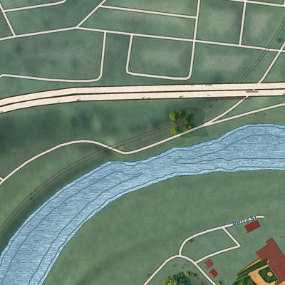 Second close-up of the map of Ridgeley, West Virginia print showing more streets and buildings