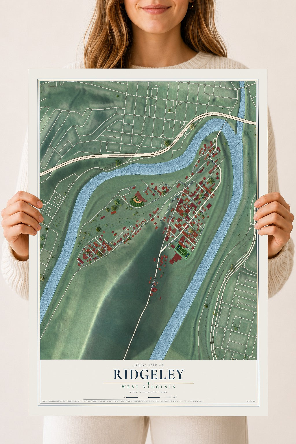 Map of Ridgeley, West Virginia, 18 x 24 inch unframed archival matte print