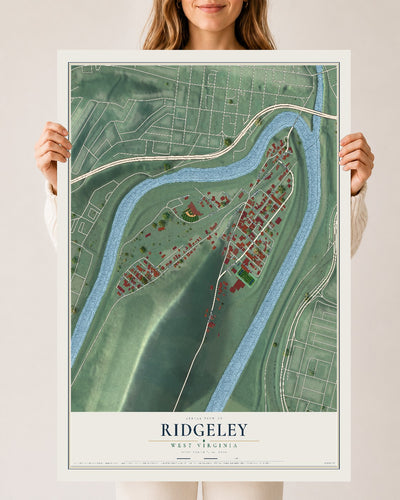Map of Ridgeley, West Virginia, 24 x 36 inch unframed archival matte print