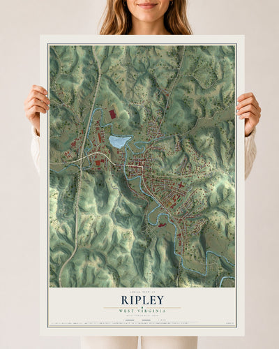 Map of Ripley, West Virginia, 24 x 36 inch unframed archival matte print