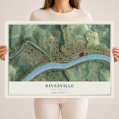Map of Rivesville, West Virginia, 18 x 24 inch unframed archival matte print