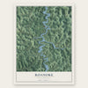 Roanoke, West Virginia map print, the full design