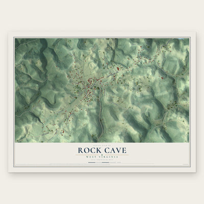Rock Cave, West Virginia map print, the full design