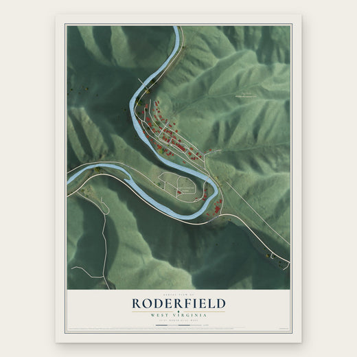 Roderfield, West Virginia map print, the full design