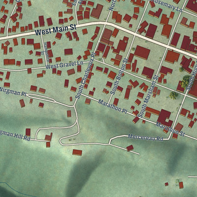 Second close-up of the map of Romney, West Virginia print showing more streets and buildings