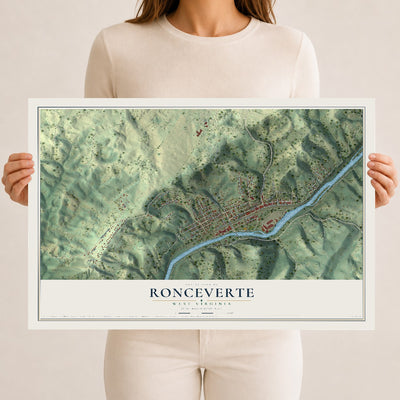 Map of Ronceverte, West Virginia, 12 x 18 inch unframed archival matte print