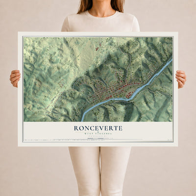 Map of Ronceverte, West Virginia, 24 x 36 inch unframed archival matte print