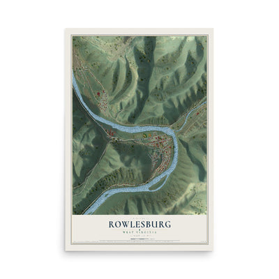 Map of Rowlesburg, West Virginia, 12 x 18 inch unframed archival matte print