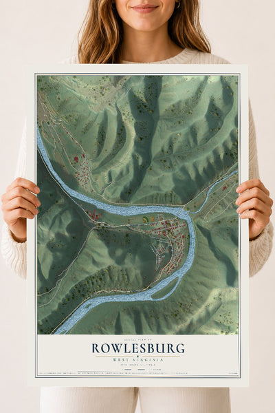 Map of Rowlesburg, West Virginia, 18 x 24 inch unframed archival matte print