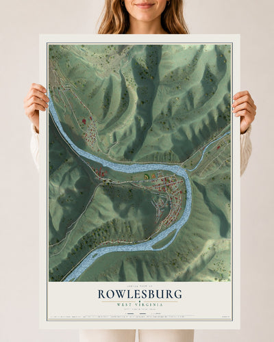 Map of Rowlesburg, West Virginia, 24 x 36 inch unframed archival matte print