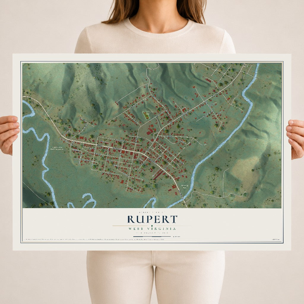 Map of Rupert, West Virginia, 18 x 24 inch unframed archival matte print