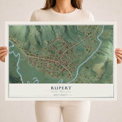 Map of Rupert, West Virginia, 18 x 24 inch unframed archival matte print
