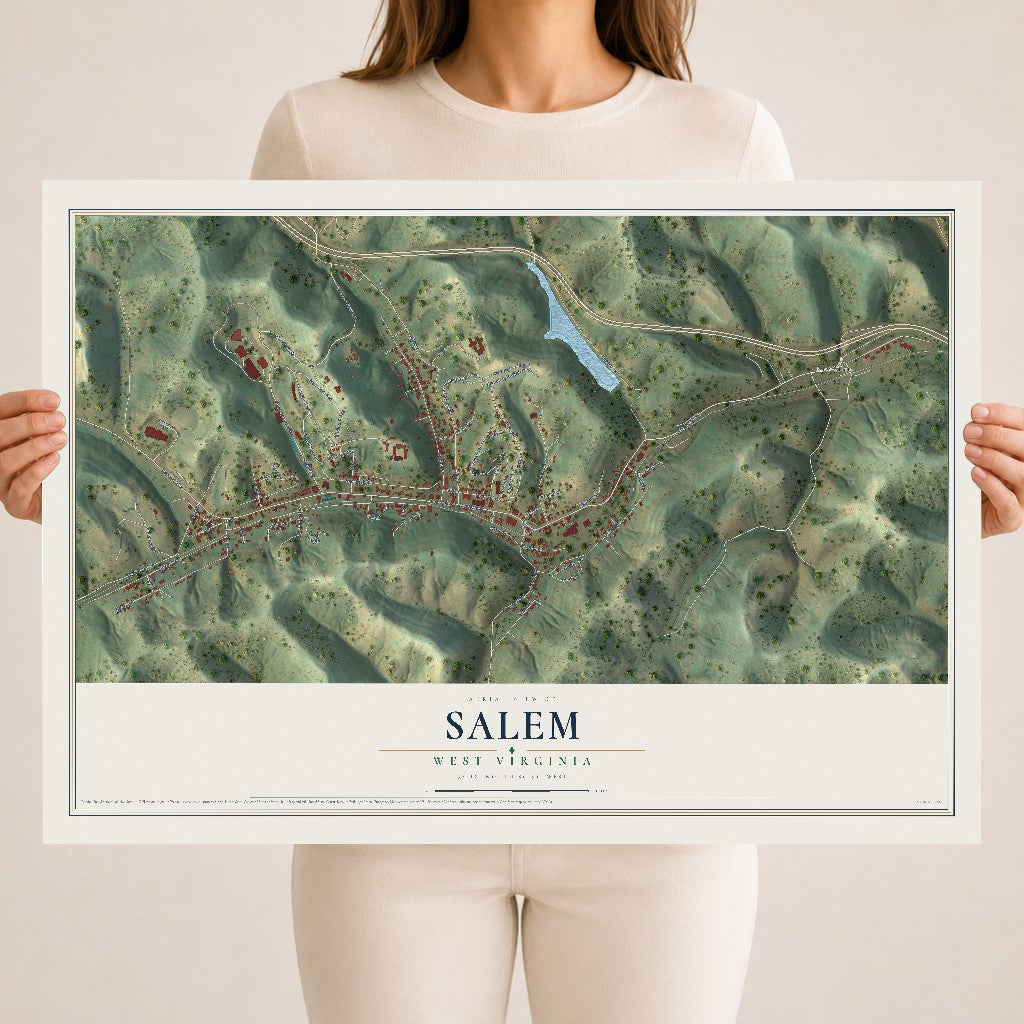 Map of Salem, West Virginia, 18 x 24 inch unframed archival matte print