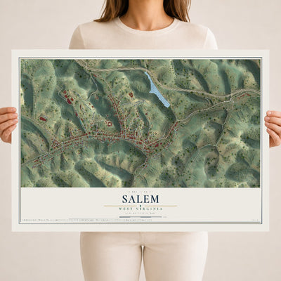 Map of Salem, West Virginia, 18 x 24 inch unframed archival matte print