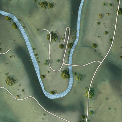Second close-up of the map of Sand Fork, West Virginia print showing more streets and buildings