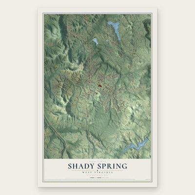Shady Spring, West Virginia map print, the full design