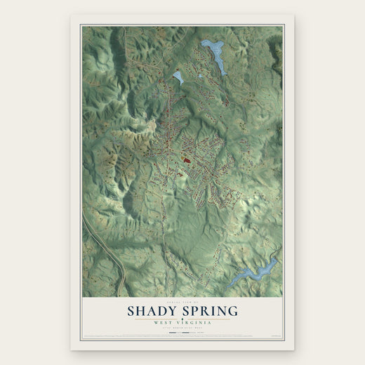 Shady Spring, West Virginia map print, the full design