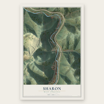 Sharon, West Virginia map print, the full design