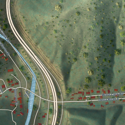 Close-up of the map of Sharon, West Virginia print showing street and building detail