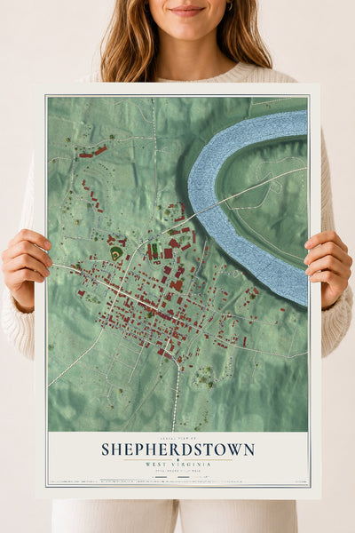 Map of Shepherdstown, West Virginia, 18 x 24 inch unframed archival matte print