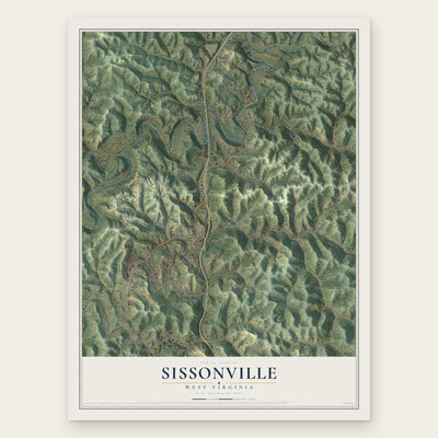 Sissonville, West Virginia map print, the full design