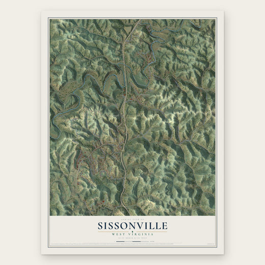 Sissonville, West Virginia map print, the full design