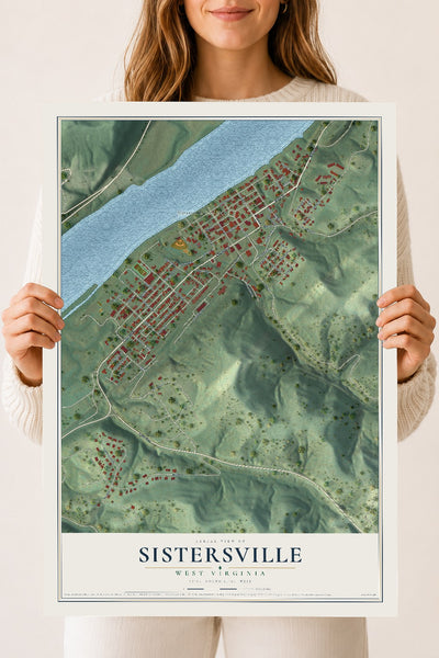 Map of Sistersville, West Virginia, 18 x 24 inch unframed archival matte print