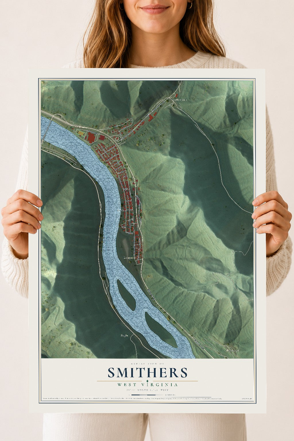 Map of Smithers, West Virginia, 18 x 24 inch unframed archival matte print