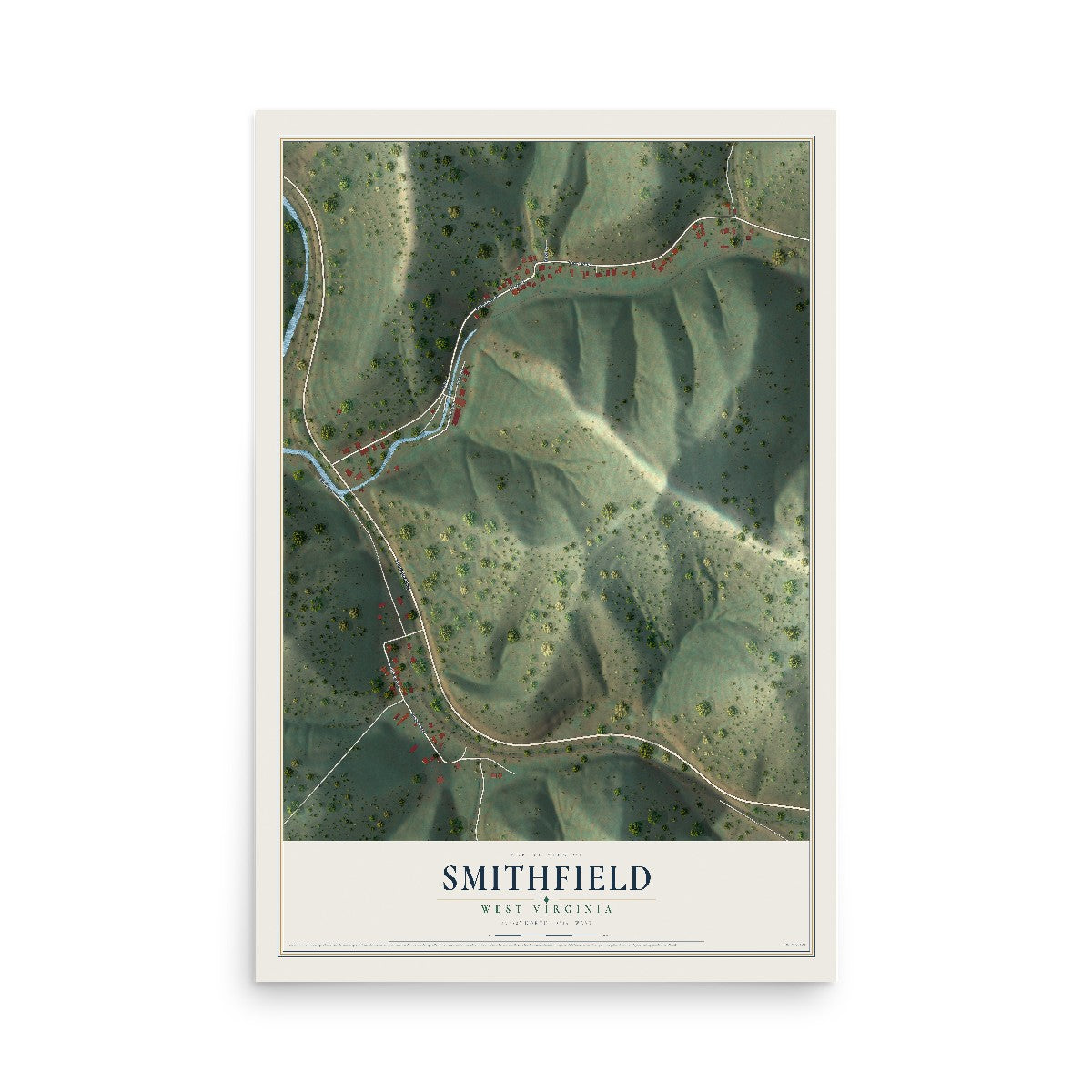 Map of Smithfield, West Virginia, 12 x 18 inch unframed archival matte print