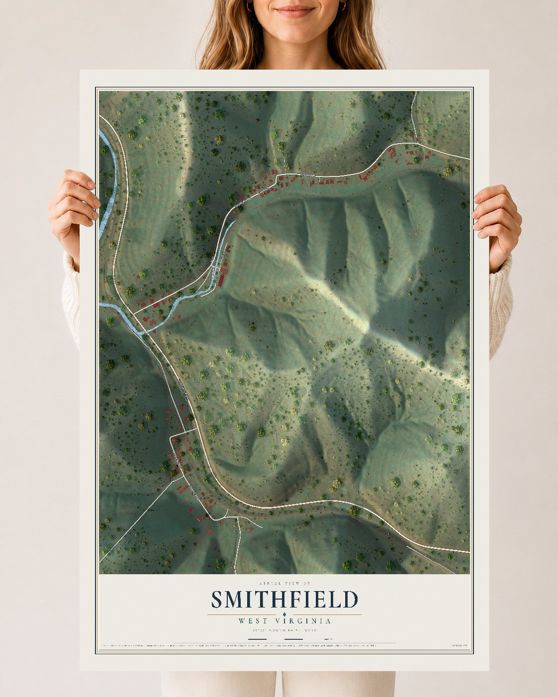 Map of Smithfield, West Virginia, 24 x 36 inch unframed archival matte print