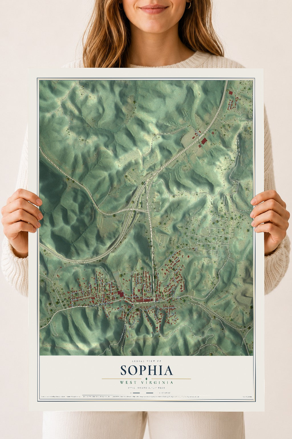 Map of Sophia, West Virginia, 18 x 24 inch unframed archival matte print
