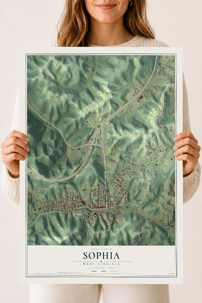 Map of Sophia, West Virginia, 18 x 24 inch unframed archival matte print