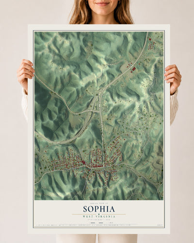 Map of Sophia, West Virginia, 24 x 36 inch unframed archival matte print