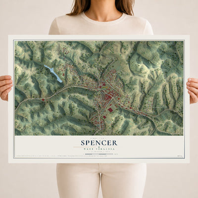 Map of Spencer, West Virginia, 18 x 24 inch unframed archival matte print