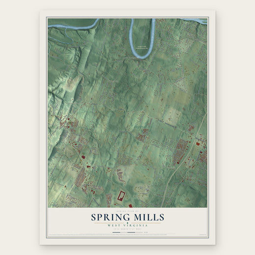 Spring Mills, West Virginia map print, the full design