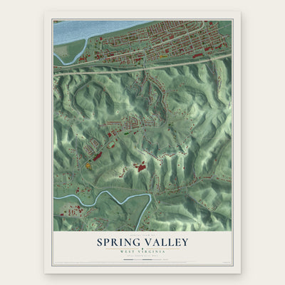 Spring Valley, West Virginia map print, the full design