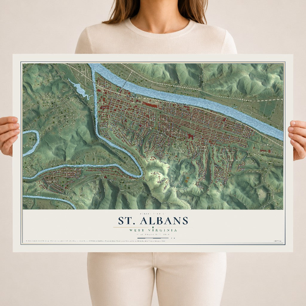 Map of St. Albans, West Virginia, 18 x 24 inch unframed archival matte print