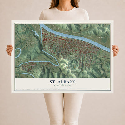 Map of St. Albans, West Virginia, 24 x 36 inch unframed archival matte print