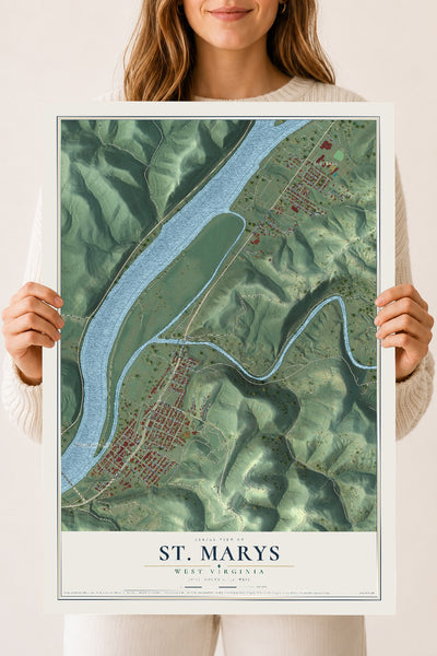 Map of St. Marys, West Virginia, 18 x 24 inch unframed archival matte print