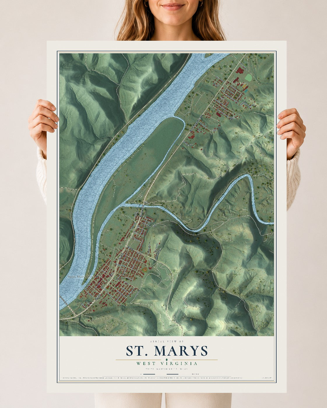 Map of St. Marys, West Virginia, 24 x 36 inch unframed archival matte print