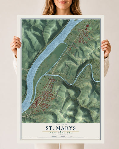Map of St. Marys, West Virginia, 24 x 36 inch unframed archival matte print