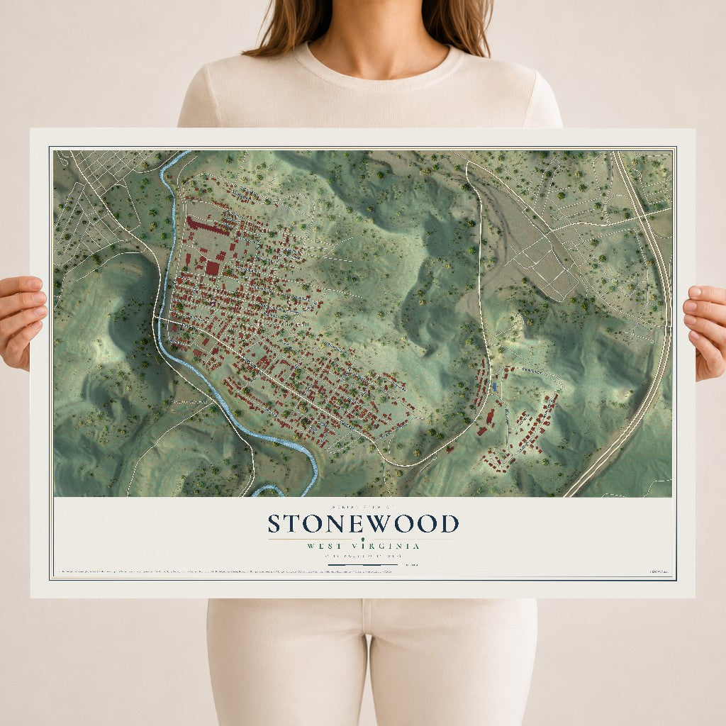 Map of Stonewood, West Virginia, 18 x 24 inch unframed archival matte print