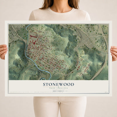 Map of Stonewood, West Virginia, 18 x 24 inch unframed archival matte print