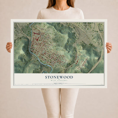 Map of Stonewood, West Virginia, 24 x 36 inch unframed archival matte print