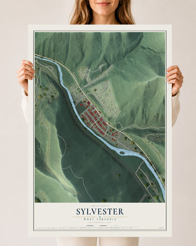 Map of Sylvester, West Virginia, 24 x 36 inch unframed archival matte print