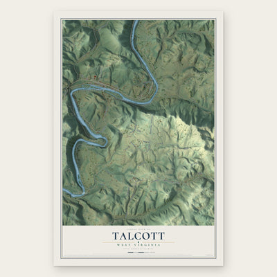 Talcott, West Virginia map print, the full design