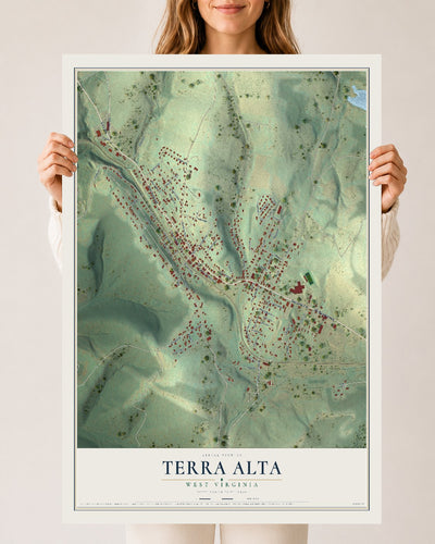 Map of Terra Alta, West Virginia, 24 x 36 inch unframed archival matte print